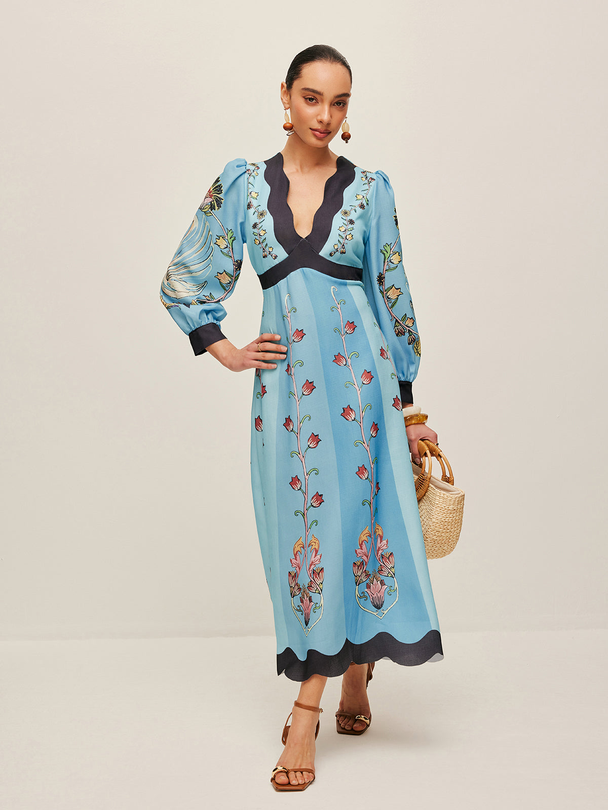 Flowy V-Back Floral Maxi Dress