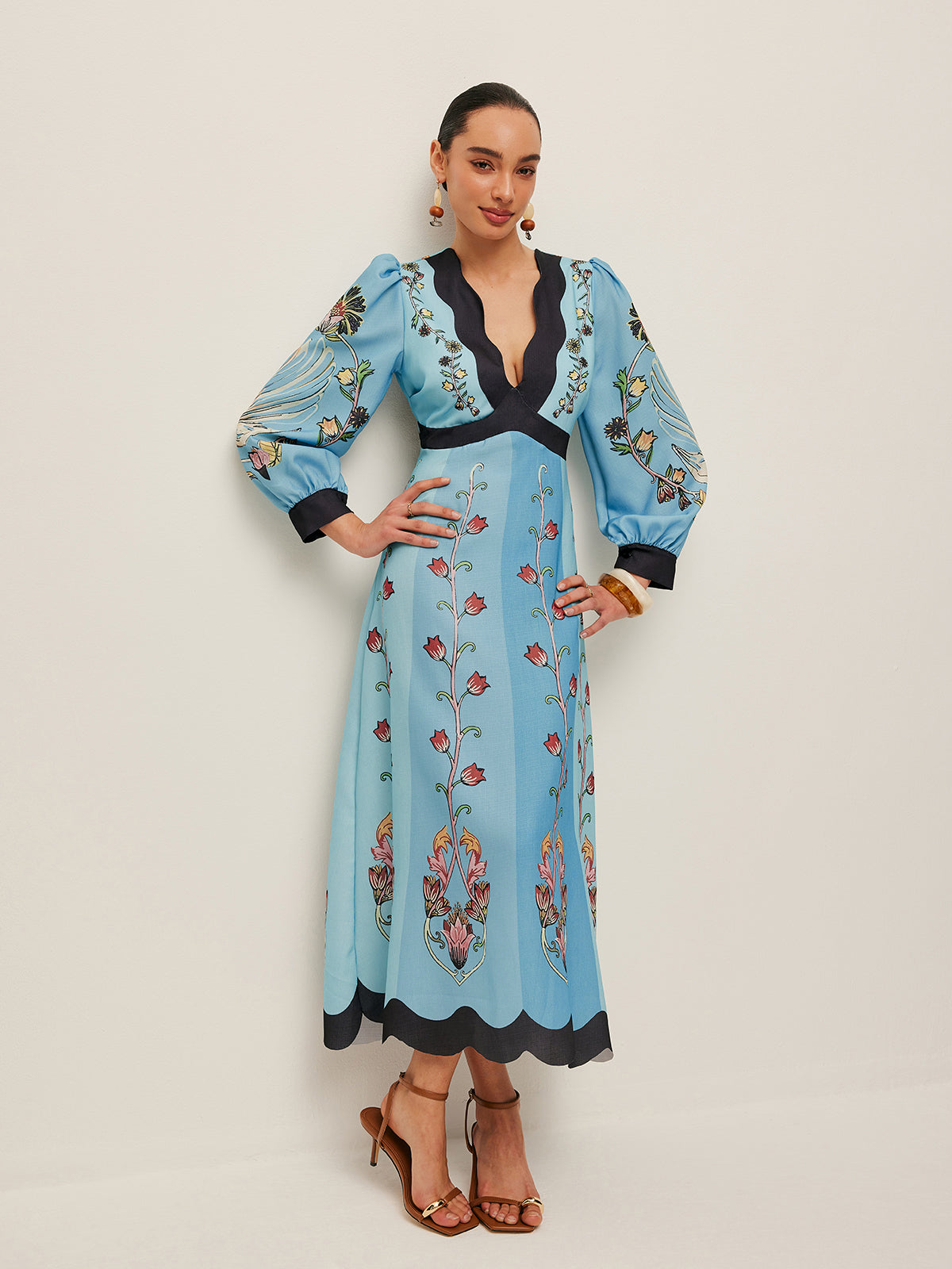 Flowy V-Back Floral Maxi Dress