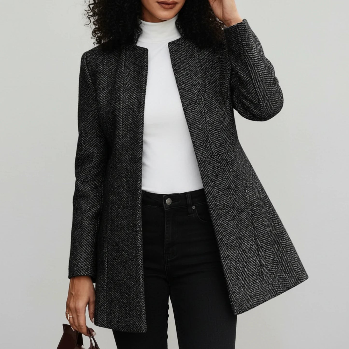 Relaxed Fit Women's Open Jacket Coat - Olytrend