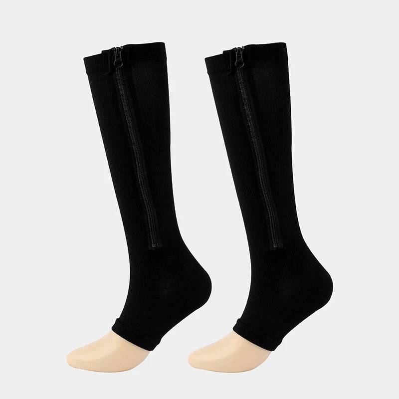 Supportive Knee High Compression Socks with Zip - Pexav