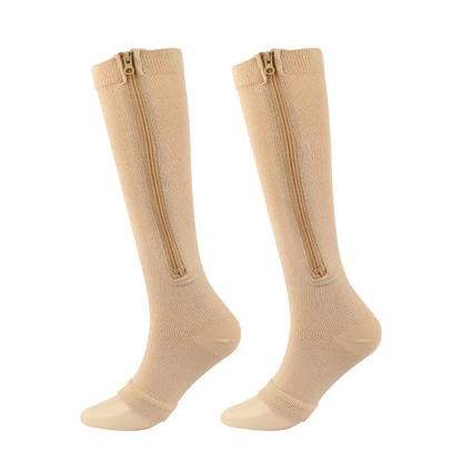 Orthopaedic Compression Socks with Zip - ComfortZip-1x Pair-S-M (34-37)-Skin colour-Nora Luxe