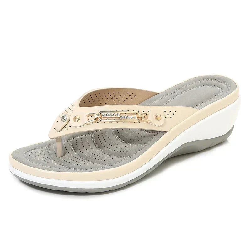 Orthopaedic Ladies Slippers with Soft Sole – Solelite-Beige-4-State of Style