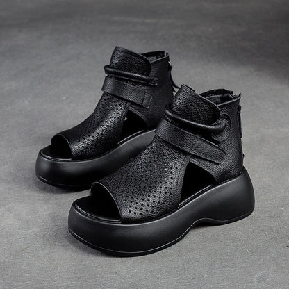 Orthopaedic leather sandals for women with shock-absorbing sole – Meike-Black-2.5-Nora Luxe