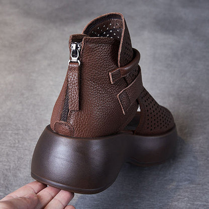 Orthopaedic leather sandals for women with shock-absorbing sole – Meike-Brown-2.5-Nora Luxe
