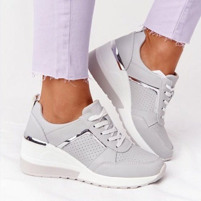 Orthopaedic women's sneakers with cushioning & arch support – Valora-Grey-3-Nora Luxe