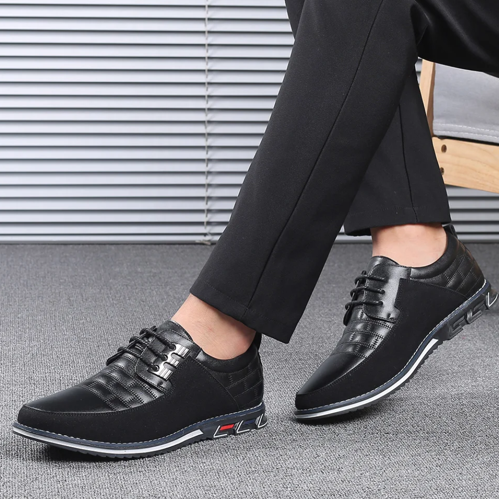 Comfortable Leather Mens Walking Shoes - Pexav