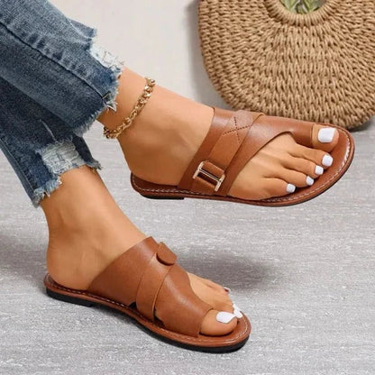 Comfortable Women's Leather Sandals for Bunions - Livia - Pexav