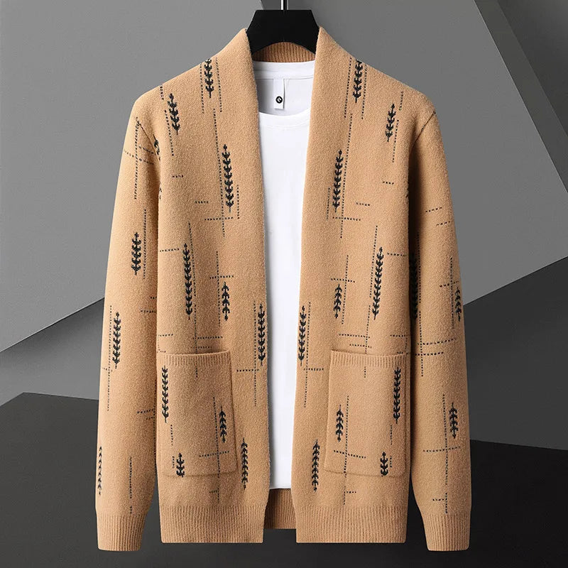 Classic Men's Open Front Long Cardigan Sweater - Olytrend