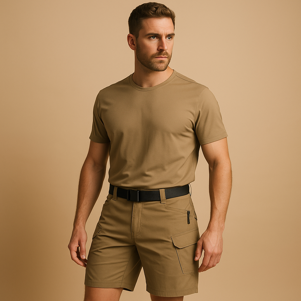 Men’s outdoor cargo pants with quick-drying fabric and multiple storage pockets, ideal for hiking, camping, and active outdoor use.