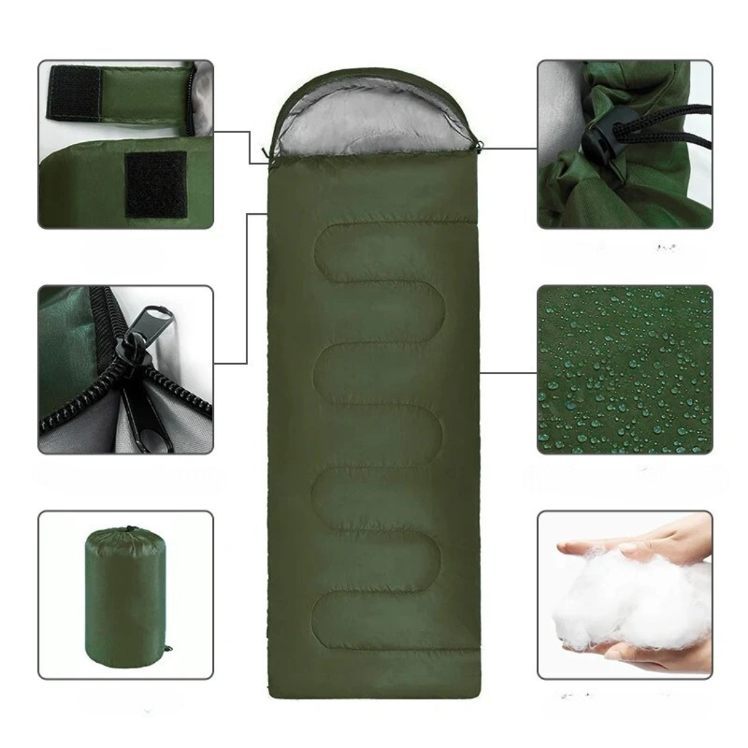 Outdoor sleeping bag for cold nights - AdventureSleeper-Green-Nora Luxe