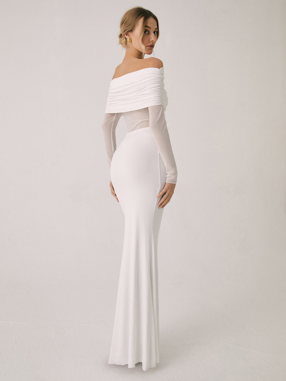 Chic Cold Shoulder See Through Maxi Dress