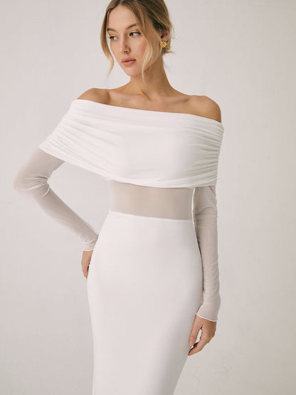 Chic Cold Shoulder See Through Maxi Dress