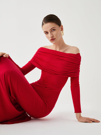 Chic Cold Shoulder See Through Maxi Dress