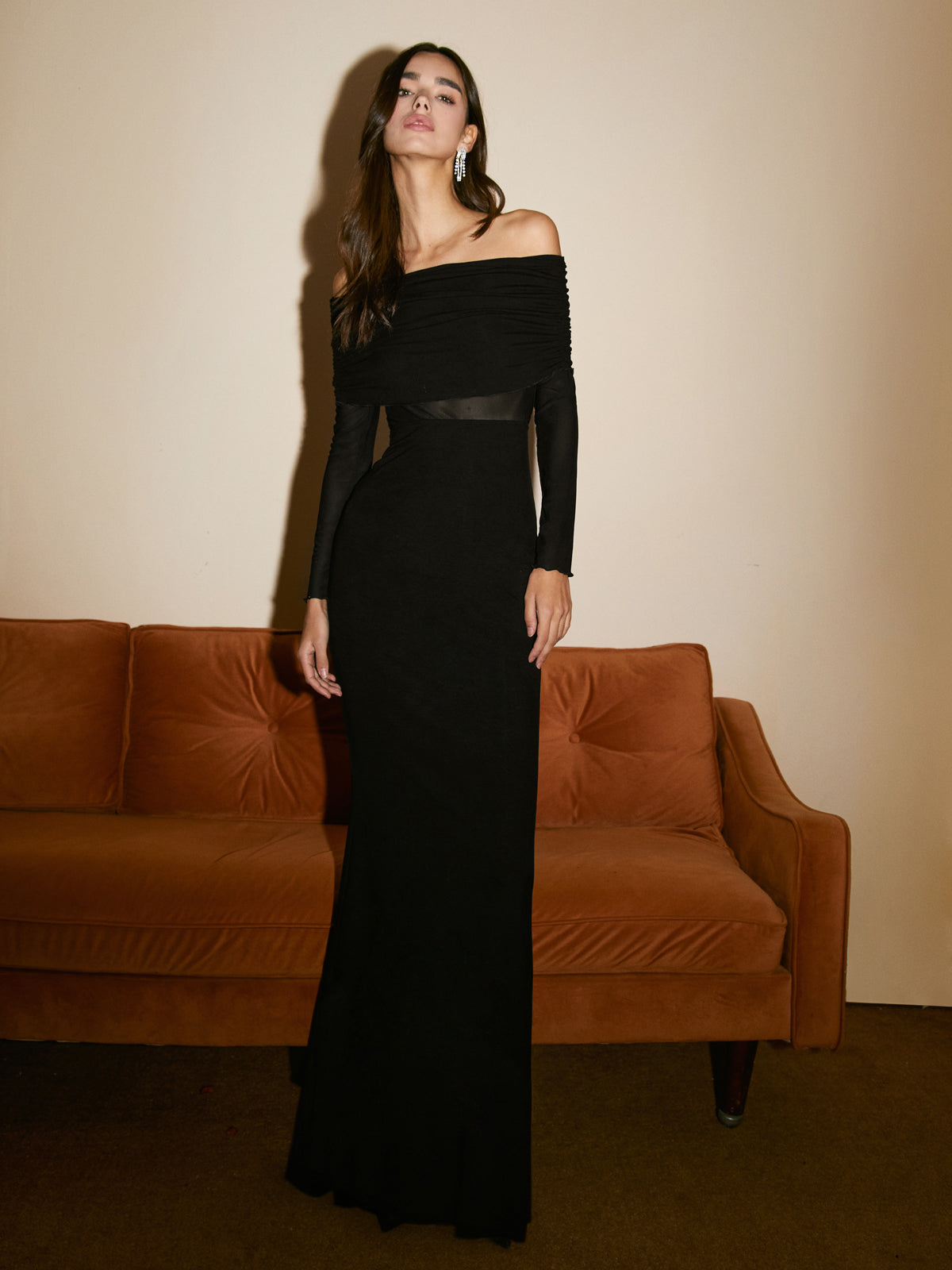 Chic Cold Shoulder See Through Maxi Dress - Pexav
