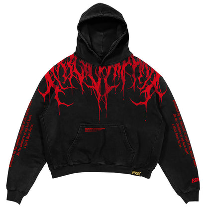 Large Graphic Print Hooded Sweatshirt Damon - Pexav