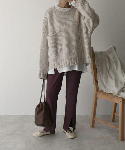 Oversized Knitted Sweater - AutumnComfort-S-Nora Luxe