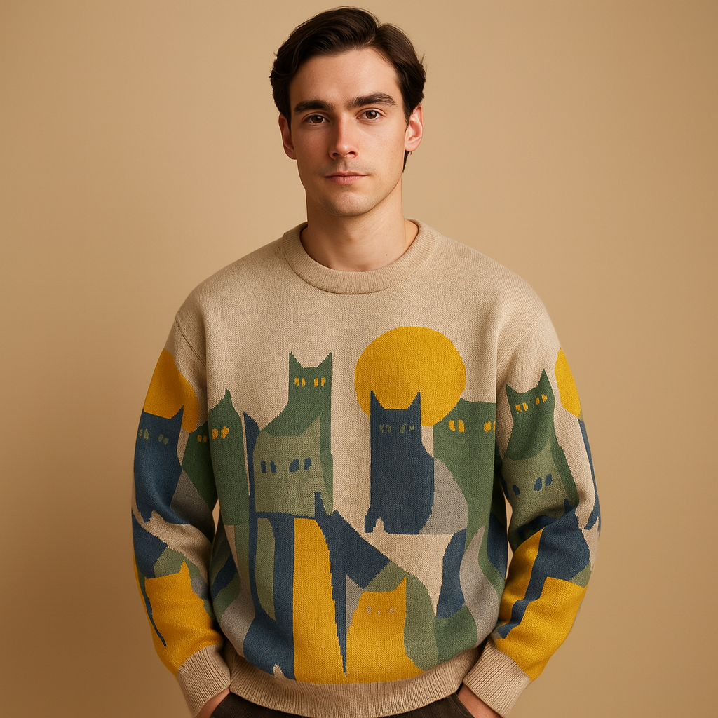 Large Crew Neck Knit Sweater for Men - Nocini