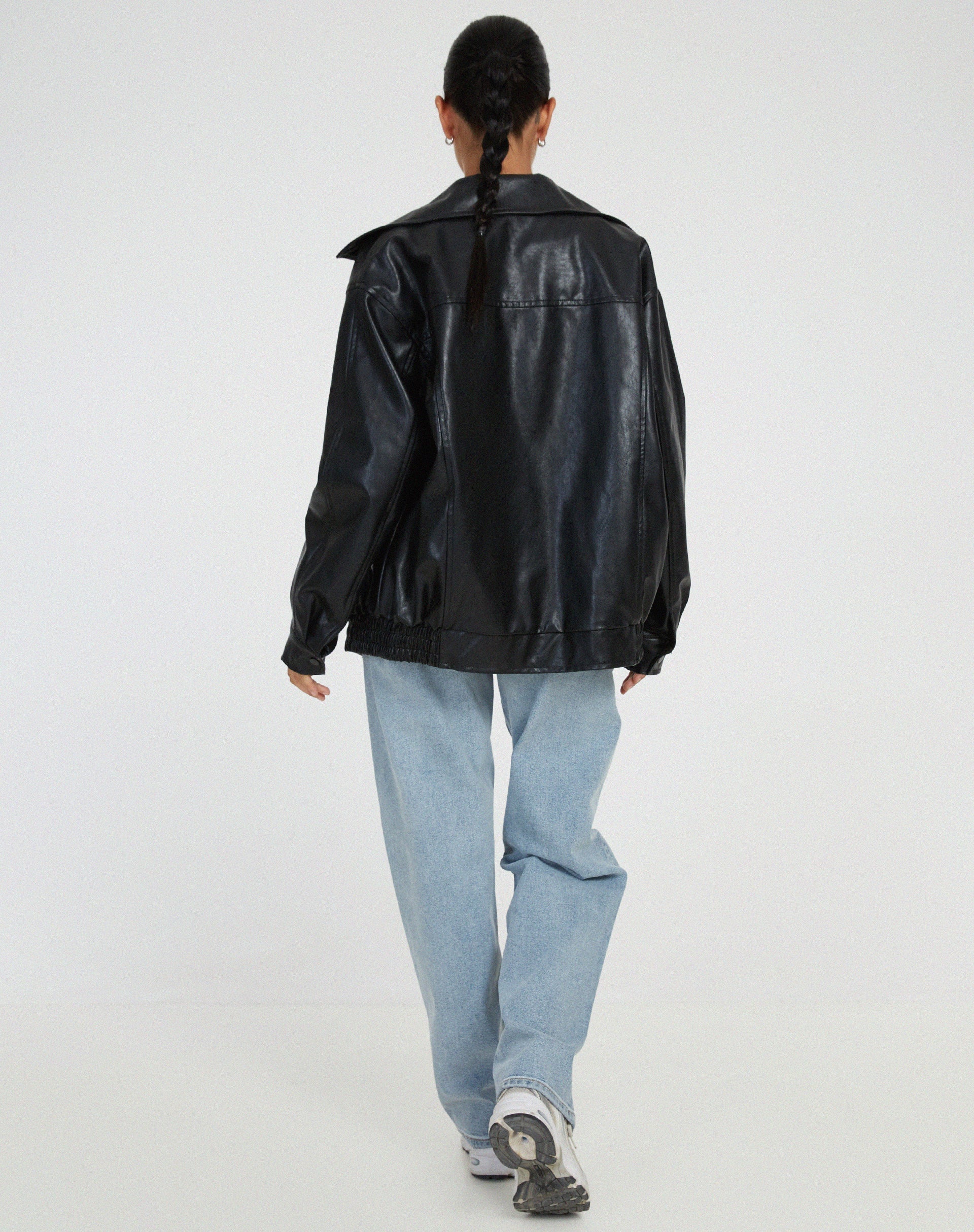 Oversized Loose Leather Women's Jacket – Yara-Brown-XS-The Livary