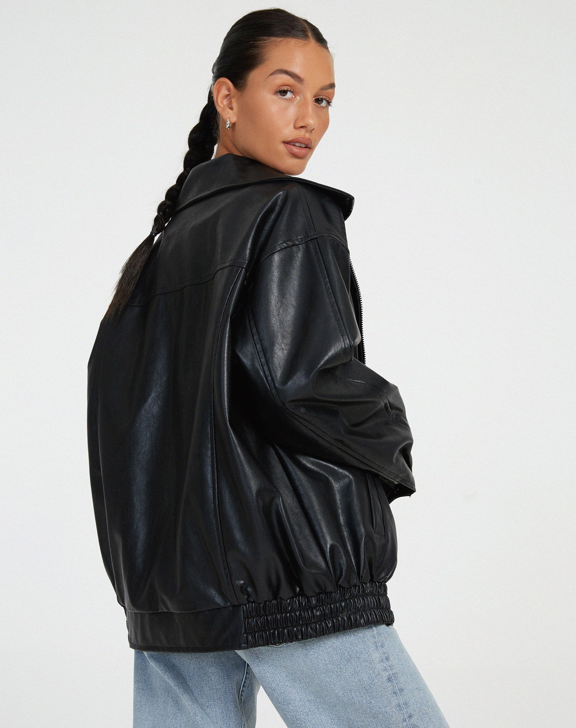 Oversized Loose Leather Women's Jacket – Yara-Brown-XS-The Livary
