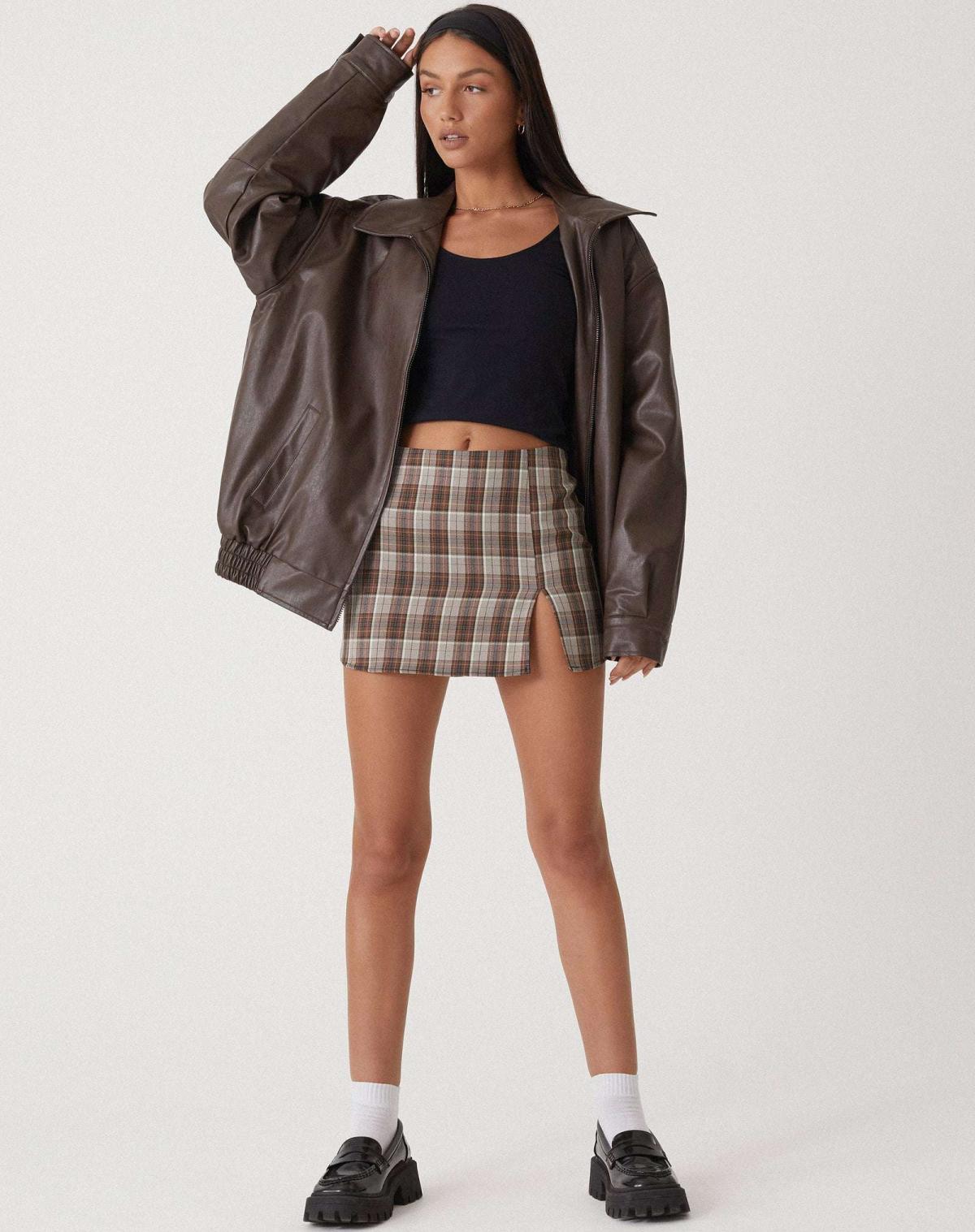 Oversized Loose Leather Women's Jacket – Yara-Brown-XS-The Livary