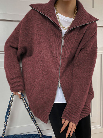 Large Relaxed Fit Open Front Cardigan