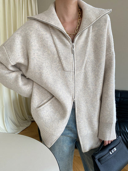 Large Relaxed Fit Open Front Cardigan
