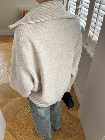 Large Relaxed Fit Open Front Cardigan