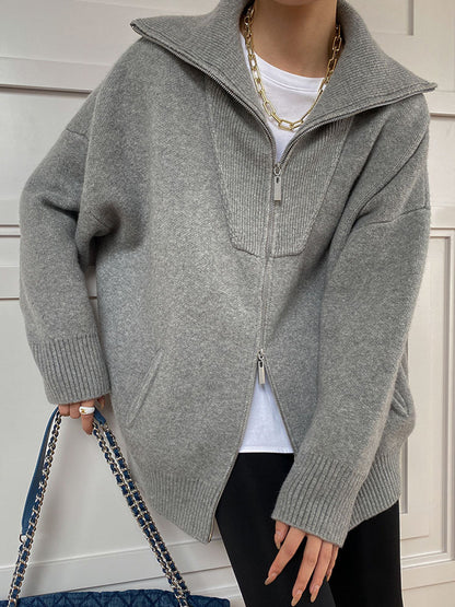 Large Relaxed Fit Open Front Cardigan - Pexav