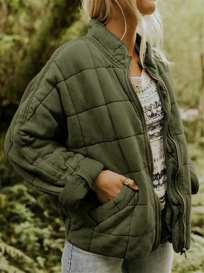 Oversized Padded Intermediate Jacket - Eliza-Olive green-S-Nora Luxe