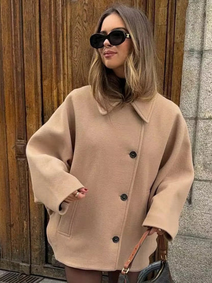 Oversized Stylish Women's Jacket - Amara-Khaki-XS-Nora Luxe