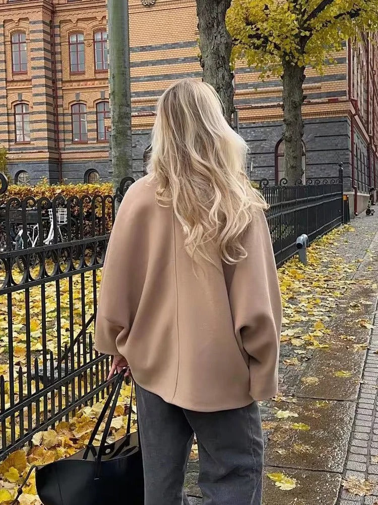 Oversized Stylish Women's Jacket - Amara-Khaki-XS-Nora Luxe