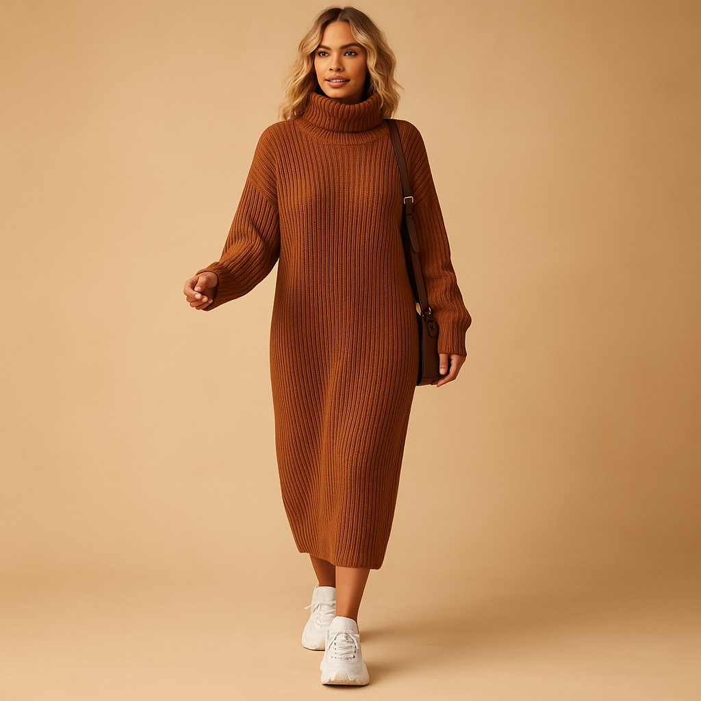 Cozy Long Sleeved Women Sweater Dress - Nocini
