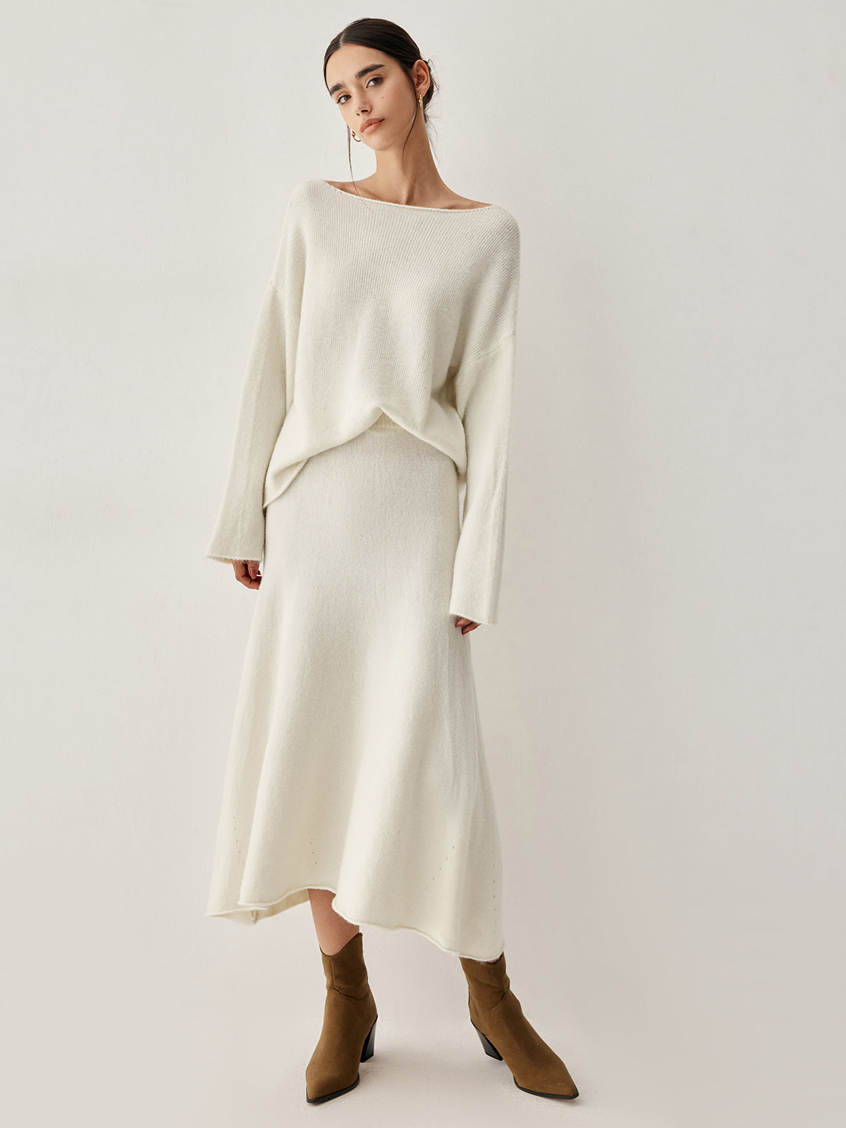 Cozy Knit Sweater Skirt Outfit Set - Pexav