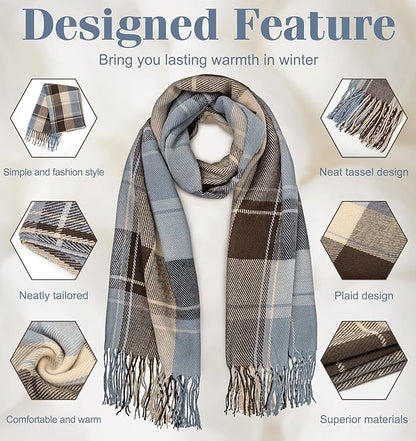 Oversized Winter Scarf - CozyPlaid-Black Red-Nora Luxe