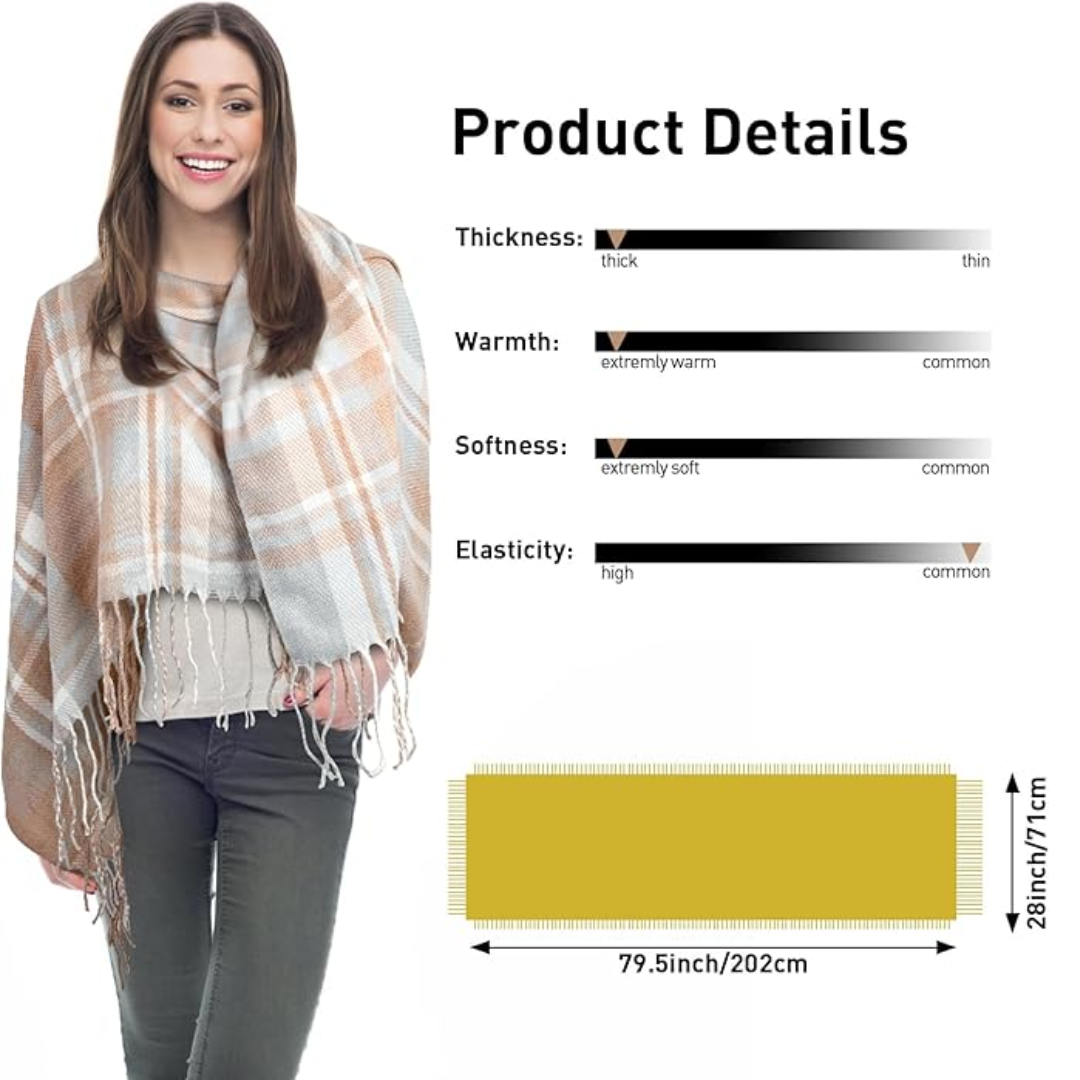 Oversized Winter Scarf - CozyPlaid-Black Red-Nora Luxe
