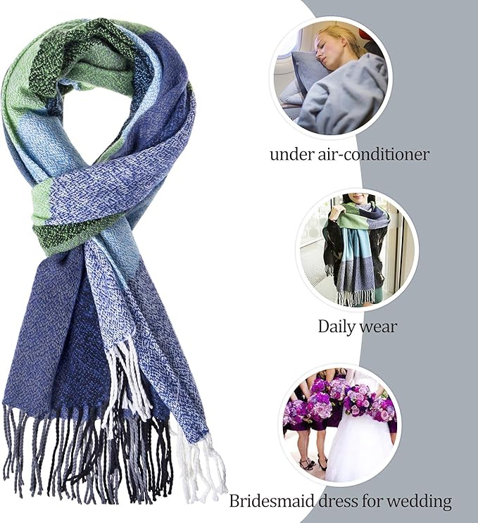Oversized Winter Scarf - CozyPlaid-Black Red-Nora Luxe