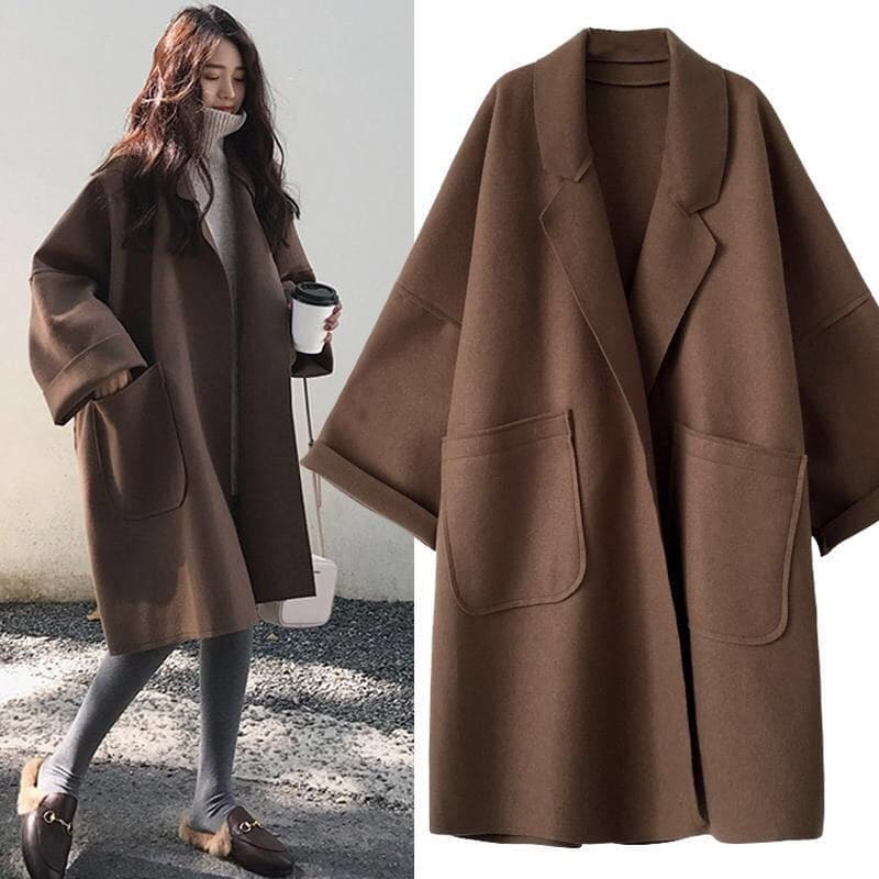 Large Warm Wool Trench Coat - Pexav