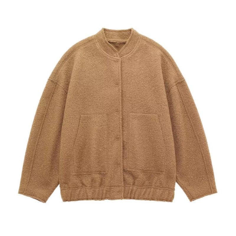 Warm Winter Wool Coat with Button Front - Pexav