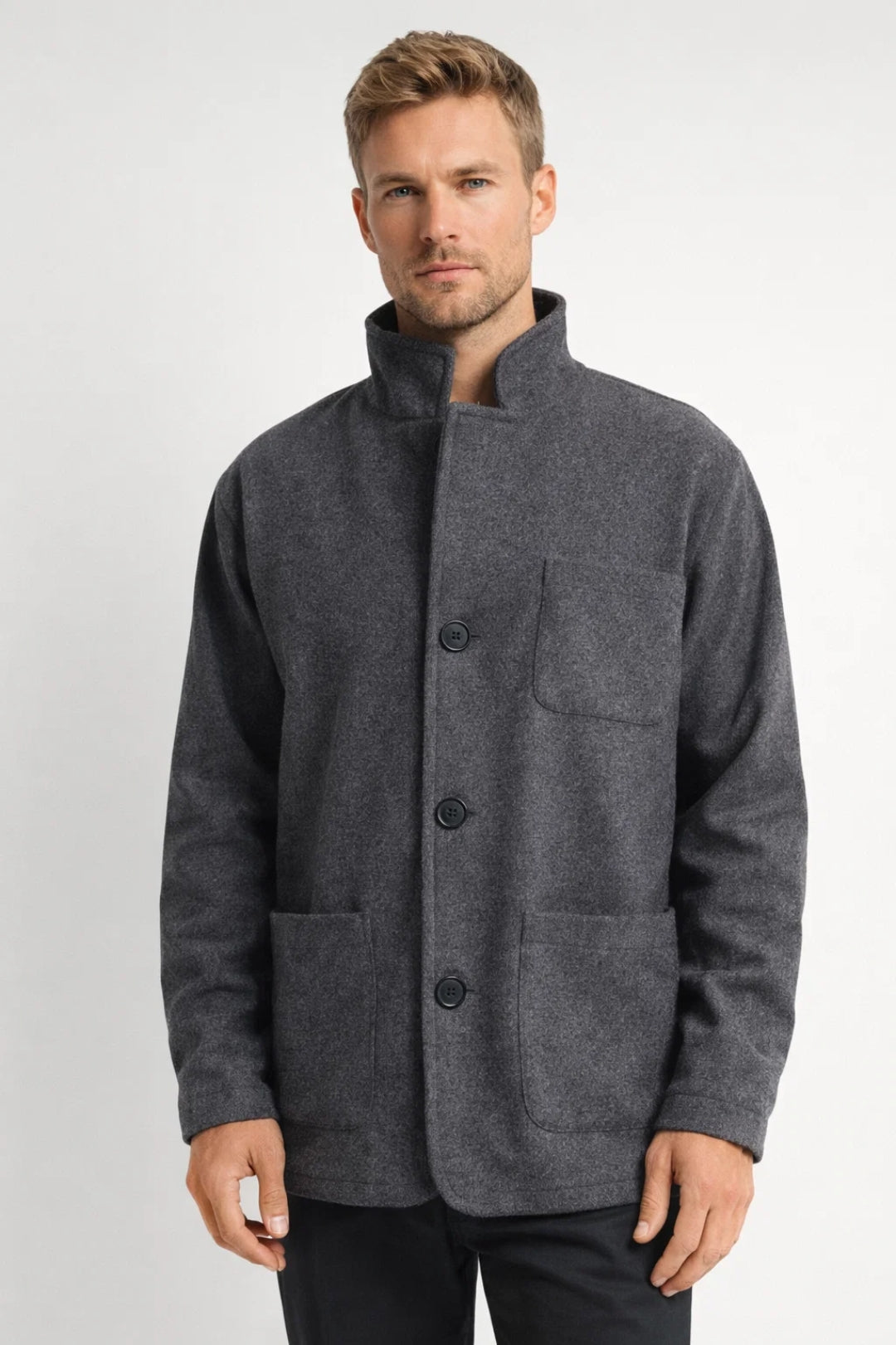 Relaxed Fit Mens Button Down Jacket - Olytrend