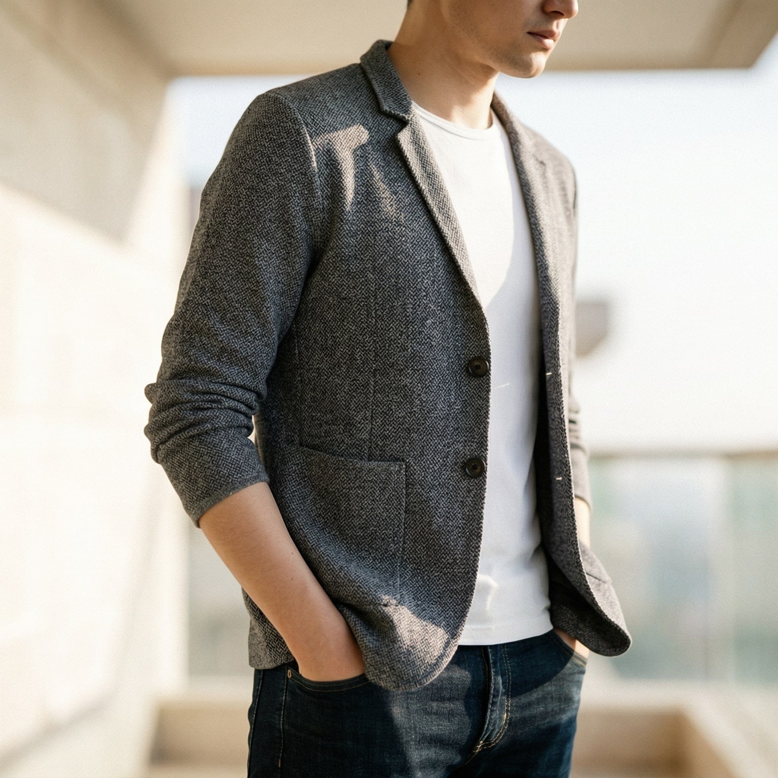 Image of Owen | Men's Knit Two-Button Blazer