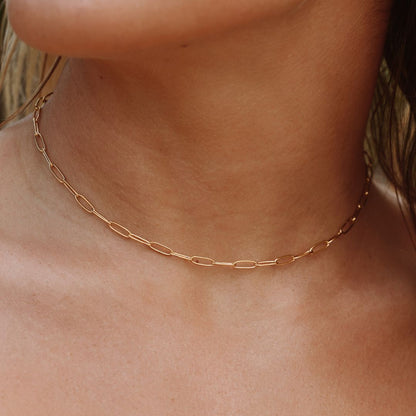 Delicate Silver Paperclip Choker Necklace - Pexav