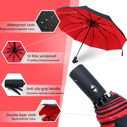 Waterproof Compact Umbrella – Strong Windproof Frame