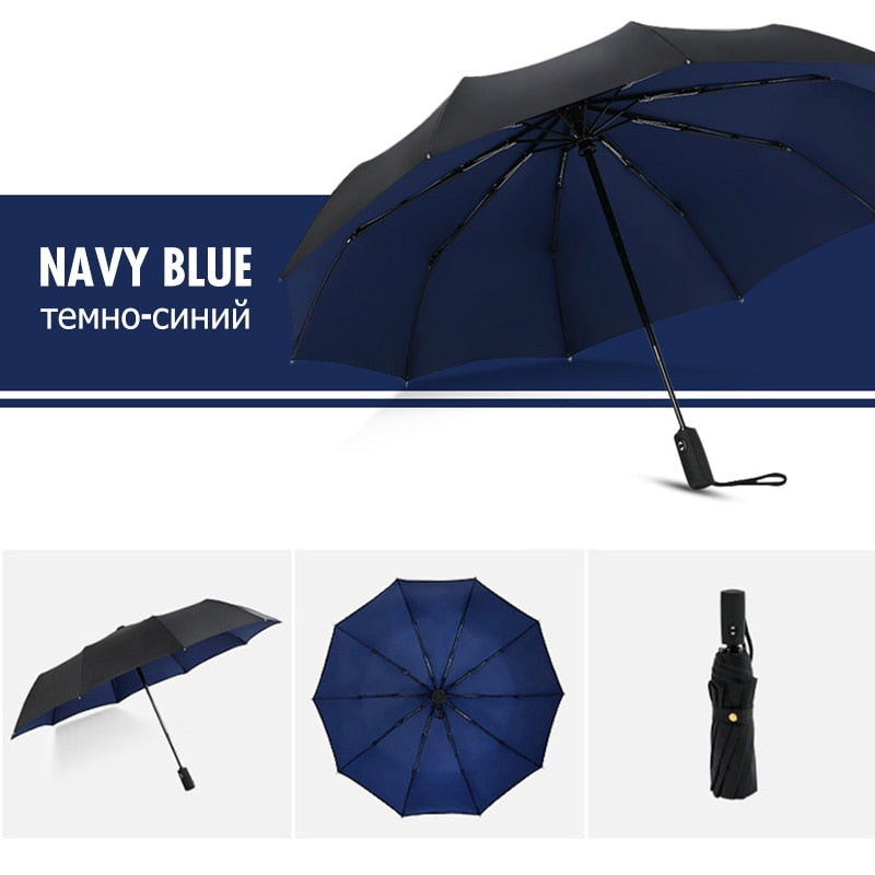 Waterproof Compact Umbrella – Strong Windproof Frame