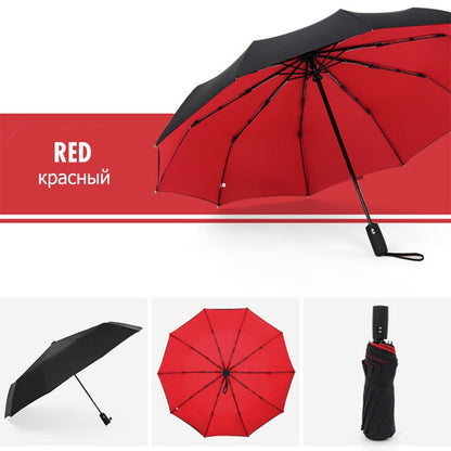 Waterproof Compact Umbrella – Strong Windproof Frame