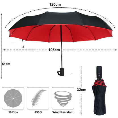 Waterproof Compact Umbrella – Strong Windproof Frame