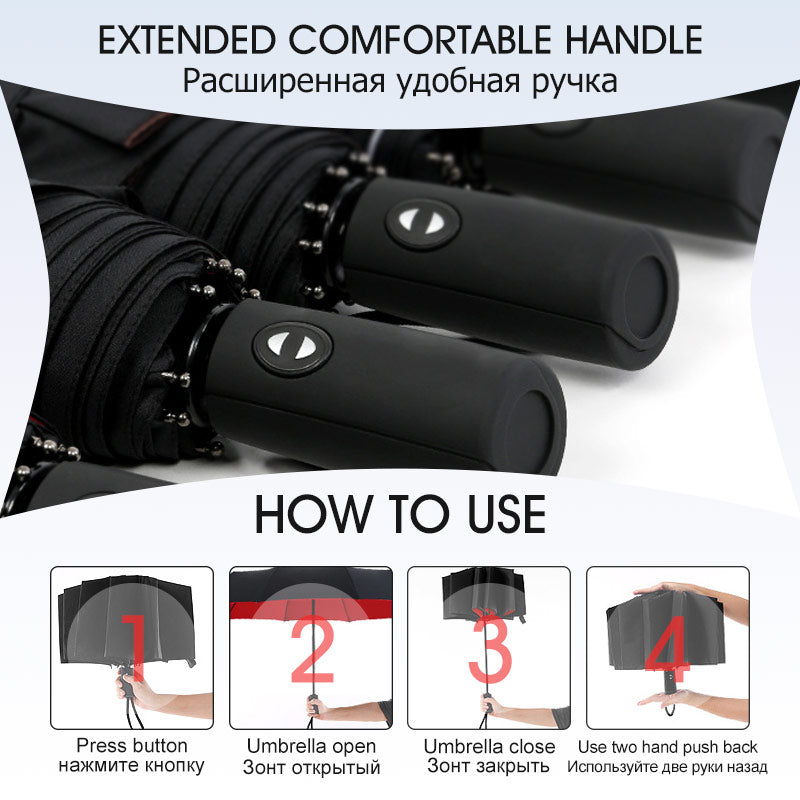 Waterproof Compact Umbrella – Strong Windproof Frame