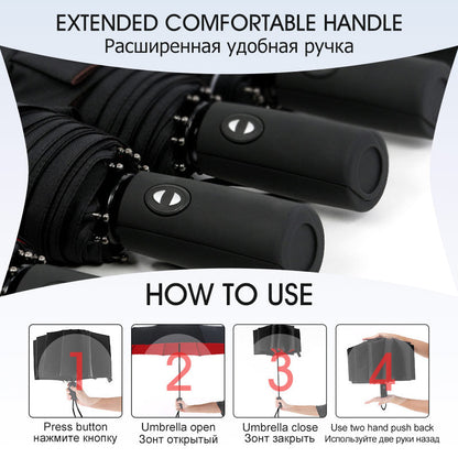 Waterproof Compact Umbrella – Strong Windproof Frame