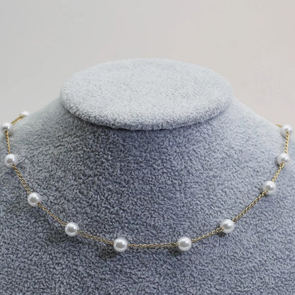 Luxurious Golden Pearl Chain Necklace