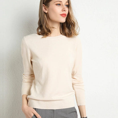 Women's Simple Crew Neck Sweater Long Sleeve
