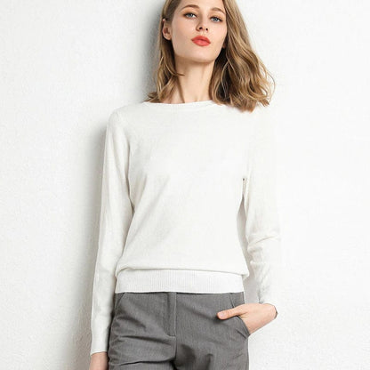 Women's Simple Crew Neck Sweater Long Sleeve